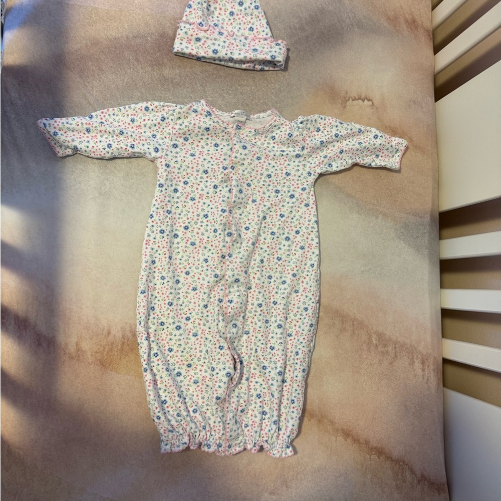 Kissy Kissy Baby Sleep Gown or playsuit with Hat - floral